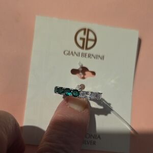 Giani Bernini Silver Ring with Green & Clear Stones